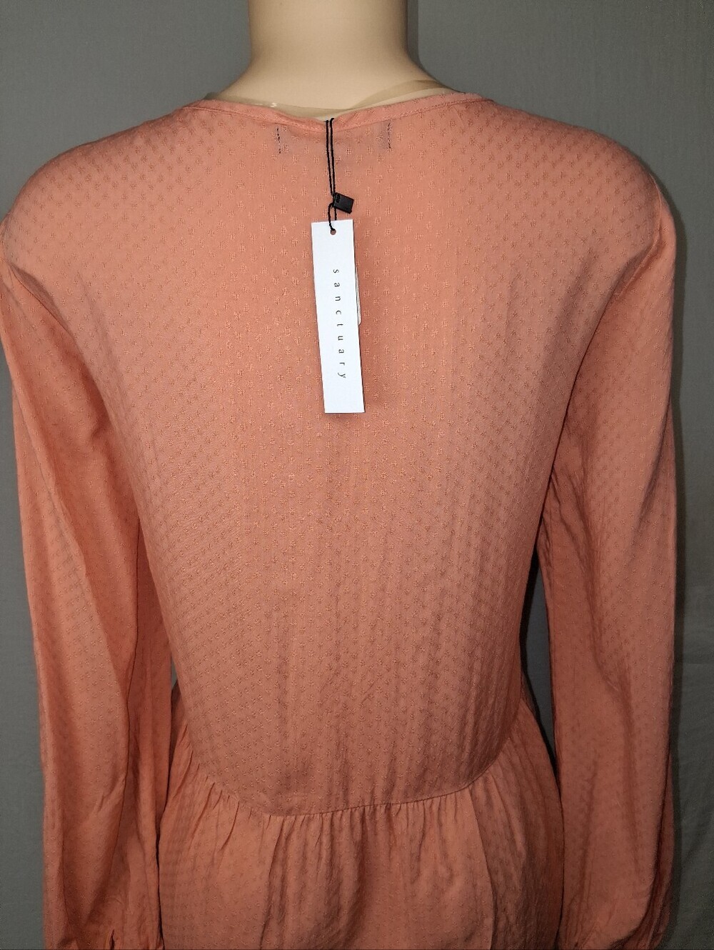Sanctuary Peach Tie-Neck Peplum Top Sixe S - Picture 12 of 16